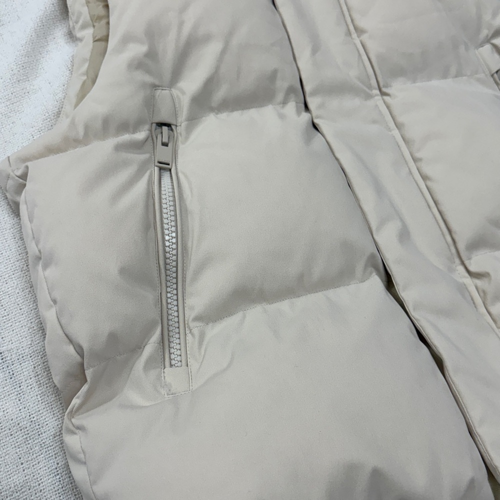 ZARA Men's Cream Hooded Puffer Jacket Vest new - Picture 5 of 9